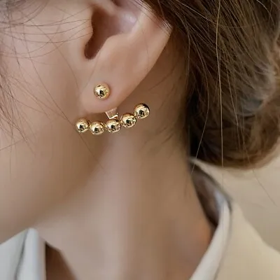 Fashion Woman 18K Gold Plated Beads Balls Earring Stud Arc Ear Cartilage • $7.99
