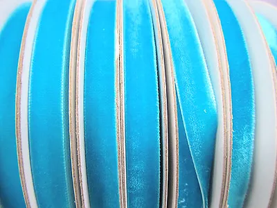 10 Yards 3/8  Velvet Ribbon 9mm/Satin Back/craft/trim/Supply R116-Turquoise Blue • $9.99