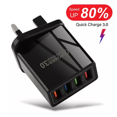 4 Multi Port Fast Quick Charge USB Hub Mains Wall Charger Adapter UK Plug UK • £4.60