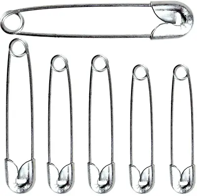 50 Safety Pins Silver 4 Sizes Small Medium Large Ex Sewing Craft Wedding Saftey • £2.29