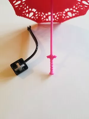 Monster High Clawd Draculaura Howliday Love Edition Red Umbrella & Mounting Arm • $4.95