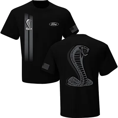 Ford Mustang Shelby Cobra Snake Emblem Cotton T-Shirt Black Official Licensed • $22.99