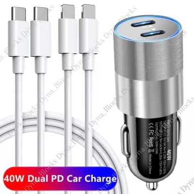 40W PD Car Charger Dual USB C Adapter Cable For Apple IPhone 14 13 12 11 Pro Max • $16.49