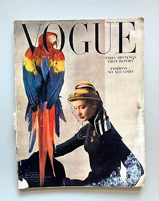 Vintage Vogue Magazine March 15 1949 Paris Fashions As-is (water Damage) • $16