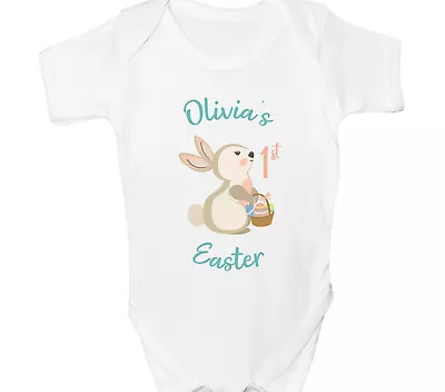 Personalised My First Easter Baby Grow 1st Fun Bunny Vest Eggs Bodysuit Gift • £6.99