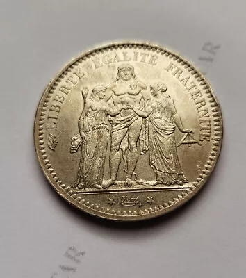 1873-A  France SILVER 5 Francs AU Details Coin  - C 9692 • $39.95