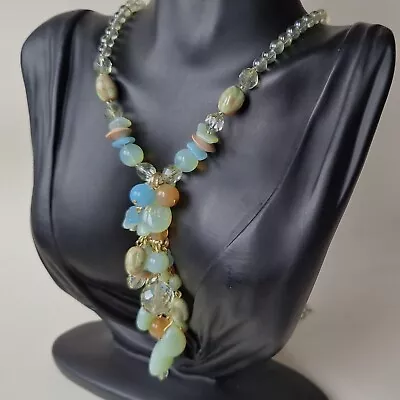 Vintage Necklace 16'' Green Czech Glass Beads Vintage Women`s Jewelry Art Deco • $52.50