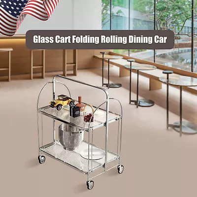 Rolling Storage Cart Serving Cart Bar Cart Trolley Cart Dining Folding Cart • $119.70