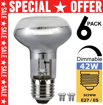 £6.19 • Buy Pack Of 6 - R63 Halogen Light Bulbs Spotlight E27/ES 42W = 60W Dimmable Bulb ECO