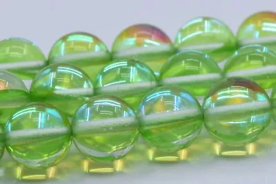 8MM Light Green Mystic Aura Quartz Beads Round Loose Beads • $4.19