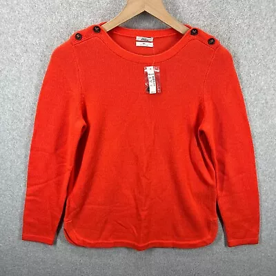 Wallace Madewell Womens M 100% Merino Wool Orange Button Neck Sweater L/S NWT • $33.22