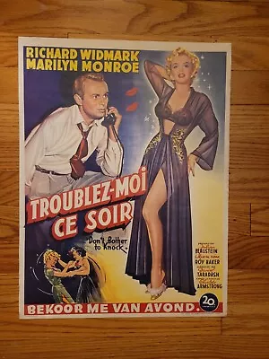 Marilyn Monroe  Don't Bother Knocking    Belgium Movie Poster • $95