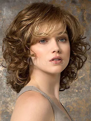 Vintage Deep Brown Curly Women's Short Wigs In Heat Resistant Fibers Hair • $16.40