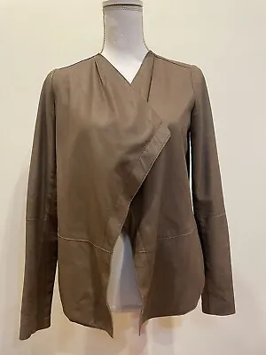 Vince Tan Leather Drape Front Jacket XS 0 2 • $88