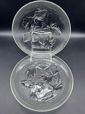 Set Of 6 Pasari Embossed Koi Gold Fish 9  Clear Glass Coupe Plates Indonesia • $11.95