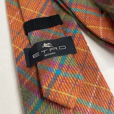 Etro 100% Cashmere Tie Necktie Madres Plaid Made In Italy                    A52 • $39.88