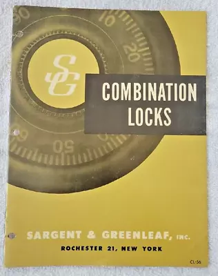 1956 Sargent & Greenleaf Catalog CL56 Safe Combination Locks W/S & G Pamphlet • $14.99