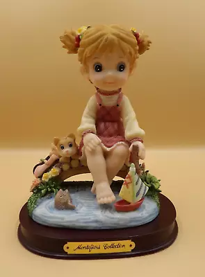 Montefiori Collection Figurine Girl Sitting On Bridge With Boat & Kitty Cat 8  • $25