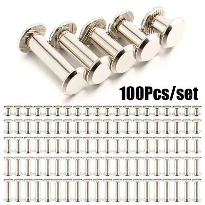 100Pcs/set Screw Kit 5 Sizes Flat Head Nail Rivet Leather Metal Posts Craft • $11.49