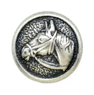 METAL HORSES HEAD EQUESTRIAN SHANK BUTTONS ANTIQUE SILVER 13mm • £3.89