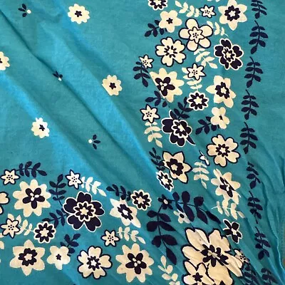 Colorfast Bandana Scarf Turquoise Floral Cotton 21” Square RN#13960   640 • $6.50