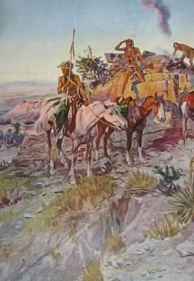 1960's Art Print By C M Russell  Native Americans Searching  Free Shipping   • $14.95