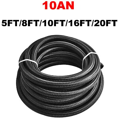 10AN 5/8  Fuel Line Hose Braided Stainless Steel Oil Gas CPE Black 10FT/20FT • $32.99