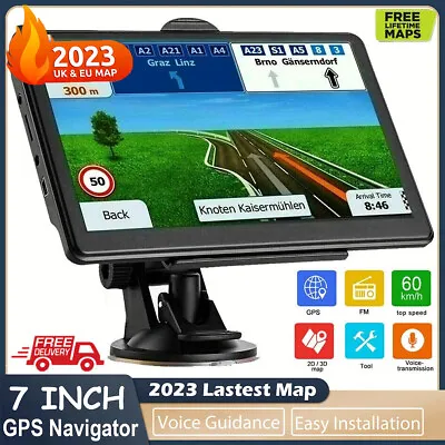 7'' Car Truck Sat Nav GPS Navigation Touch Screen 8GB Free Lifetime UK&EU Maps. • £41.88