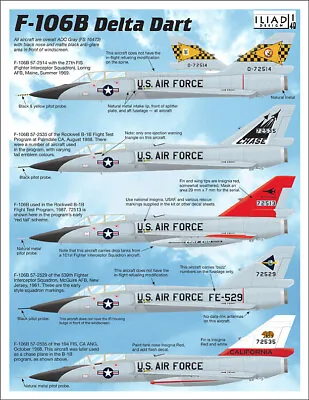 Iliad Design Decals For 1/48 USAF Convair F-106Bs Delta Dart Interceptor • $16.93