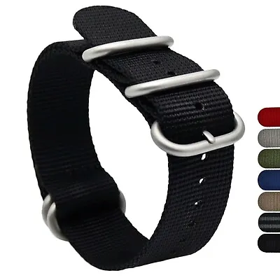 Nylon Replacement Watch Band Military Heavy Duty 18MM 22MM 316L St. Steel  • $7