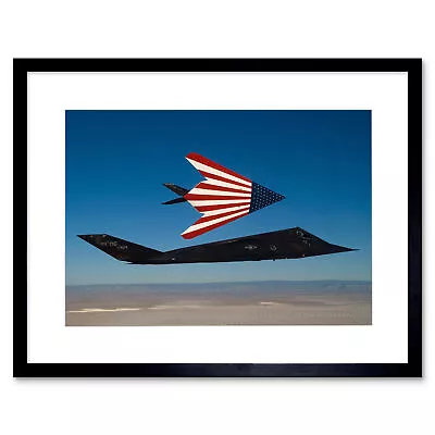 USAF F-117 Nighthawks American Flag Stealth Attack Aircraft Framed Art Print 9X7 • £15.99