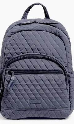 NWT Vera Bradley Essential Large Backpack Bag In Carbon Gray Microfiber $149.99 • $69.99