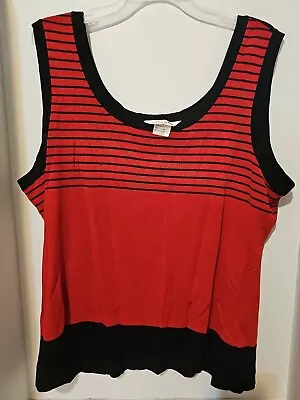  Exclusively Misook Woman 3x Red And Black Striped Scoop Neck Tank • $35