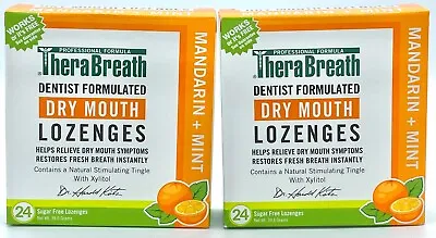 $16.55 • Buy TheraBreath Dry Mouth Lozenges Mandarin+Mint  24 Count Exp 08/23 (Lot Of 2)