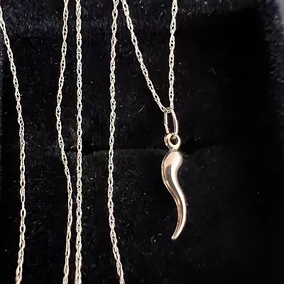 £59.99 • Buy 9CT 375 GOLD HORN Of PLENTY SMALL PENDANT 46.5cm Fine Delicate CHAIN NECKLACE