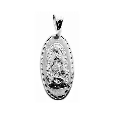 Virgin Mary (Virgen De Guadalupe) Oval Medallion Pendant .925 Sterling Silver • $59.99