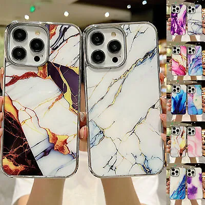 $14.69 • Buy Plating Marble Shockproof Slim Case Cover For IPhone 15 Pro Max 15 Pro 15 Plus