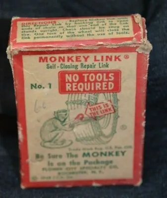 MONKEY LINK TIRE CHAIN Repair Kit Vintage Automobile Advertising 1940s Red Green • $38.55