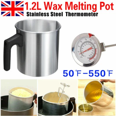 £9.39 • Buy Wax Melting Pot Pouring Pitcher Jug Aluminium Candle Soap Make Thermometer 1.2L