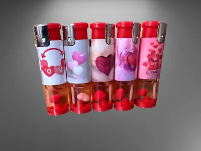 £6.25 • Buy 5 X SMART WINDPROOF SEE THROW** RED HEART ** Design Jet Flame Lighter Refillable