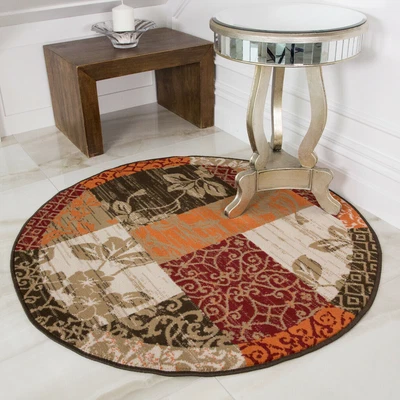 £24.95 • Buy Orange Patchwork Rugs Floral Living Room Rug Small Large Rugs Hallway Runner