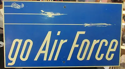 Vintage Go Air Force Recruiter Metal Sign USA Jet Rocket Wright Metal Sign • $775