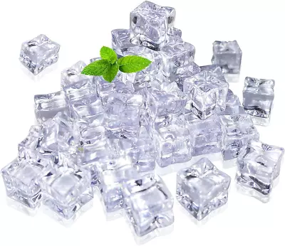 Plastic Fake Ice Cubes50 Pcs 0.8 Inch Clear Acrylic Ice Cube For Displa • £13.72