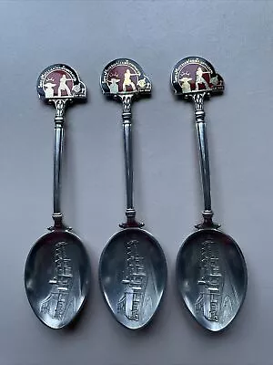 Silver Enamel Spoon Set Mappin & Webb Birmingham Very Good Condition • £29.99