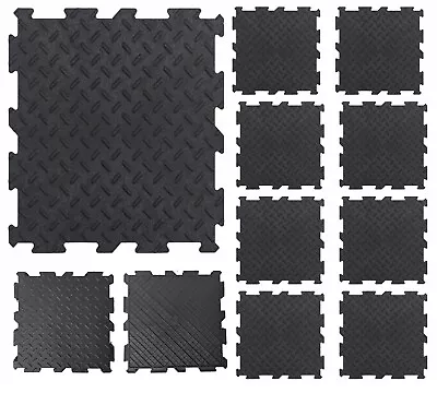 10x Interlocking Alpha Tiles Recycled Rubber Van Garage Shed Utility Floor Tiles • £31.99