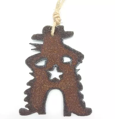 Rustic Primitive Flat Metal Cowboy Cutout Christmas Ornament Western Rodeo  • $5