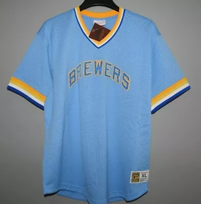 Mitchell & Ness Milwaukee Brewers Baseball Jersey New Mens Sizes MSRP $90 • $39.99