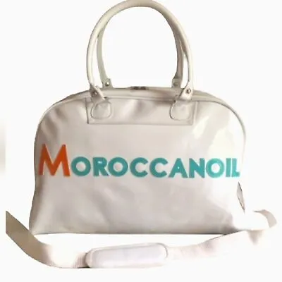 Moroccanoil White Vinyl Carry On Overnight Travel Duffle Bag 18x7x12 • $35