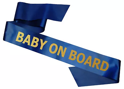 Luxury Baby Shower Sash - Baby On Board Metallic Gold Text Mum To Be Gift New • £4.95