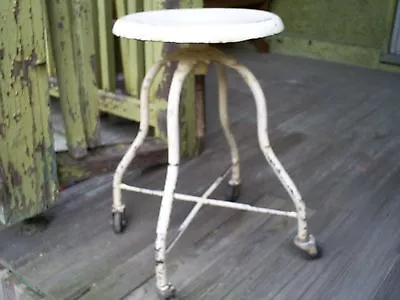 Antique Vintage Industrial Factory Metal & Cast Iron Stool Machine Age Chair • $225